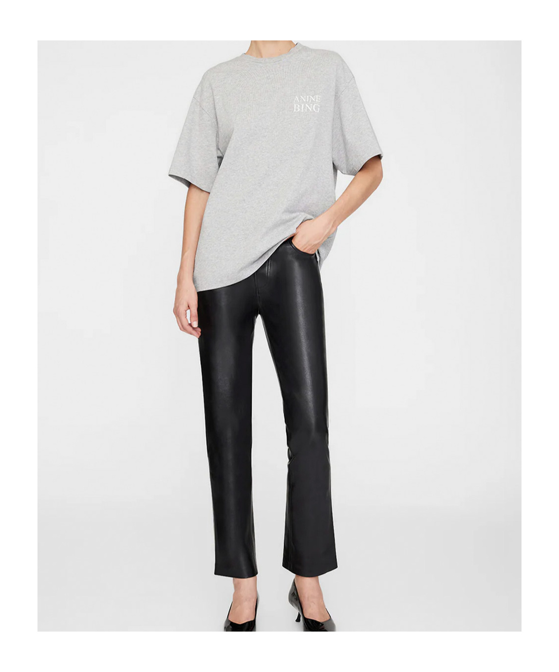 Shop Anine Bing Myers Serif Ny T-shirt In White