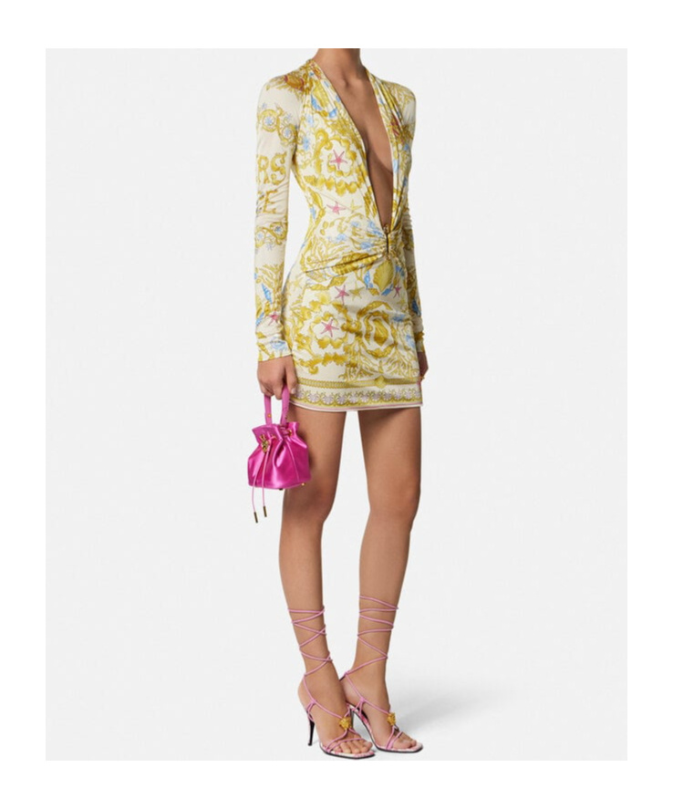 Versace Safety Pin Underwater Barocco Mini Dress