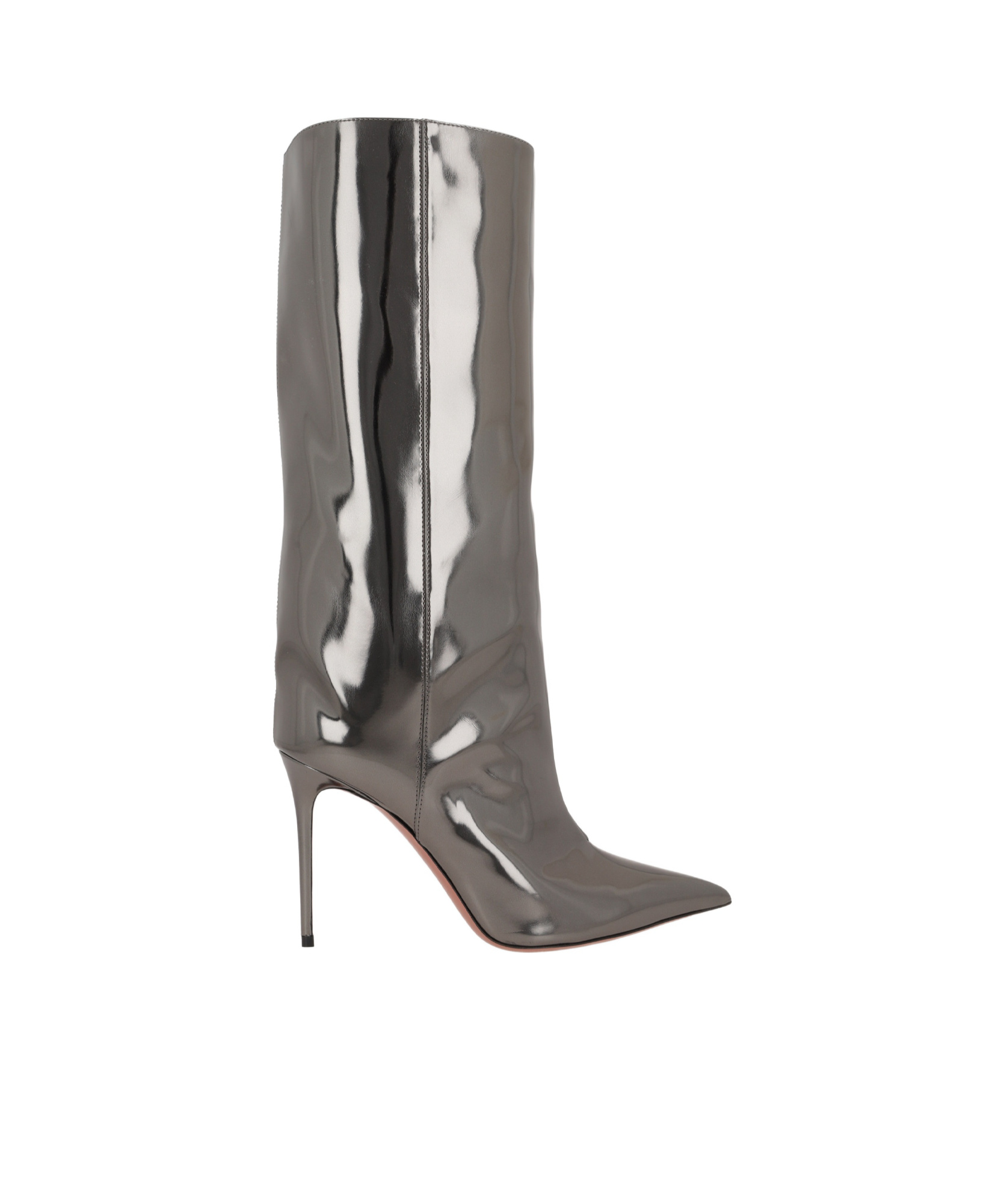Amina Muaddi Pointed Short Boots In Gray