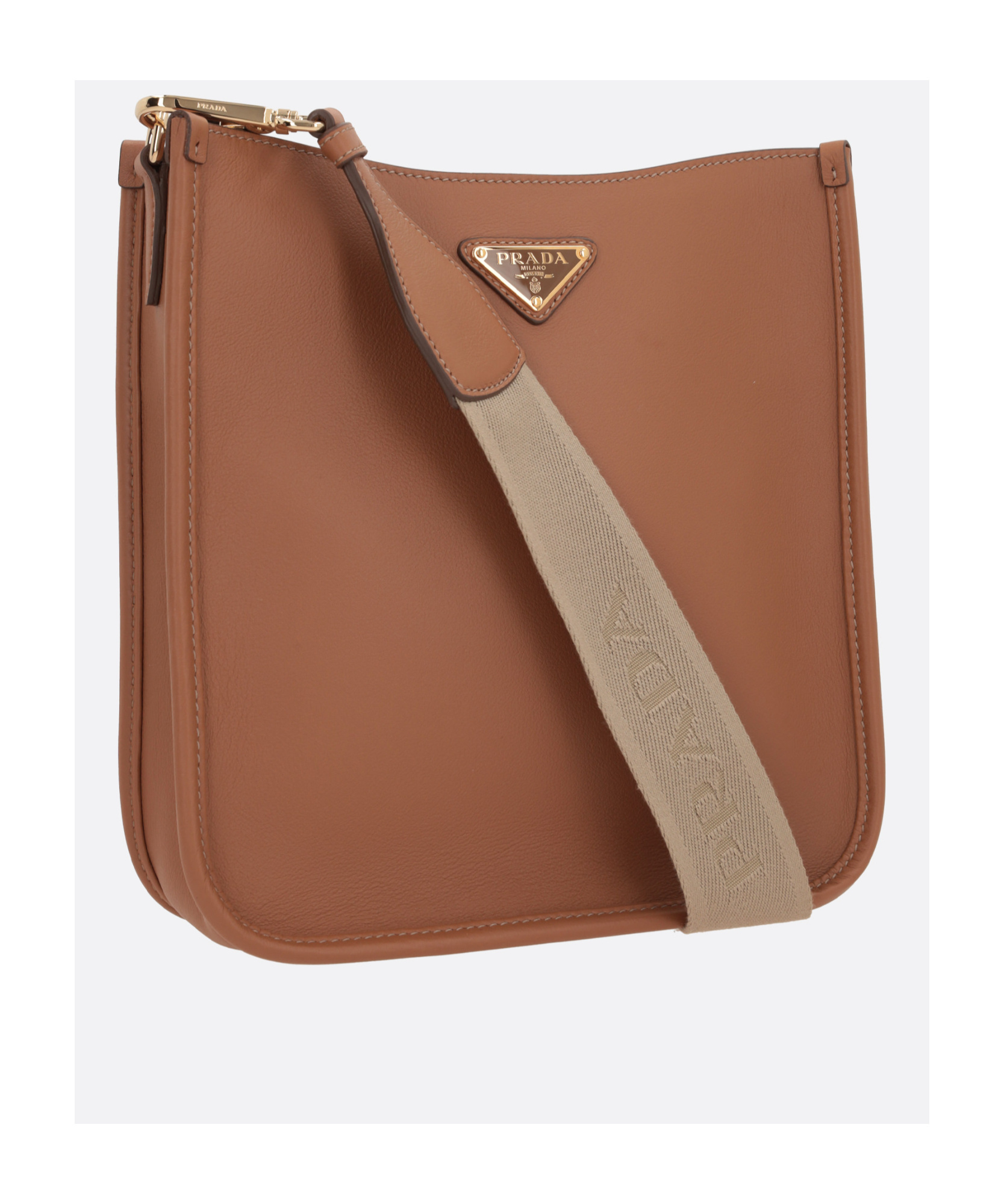 Shop Prada Triangle-logo Cross Body Bag In Brown