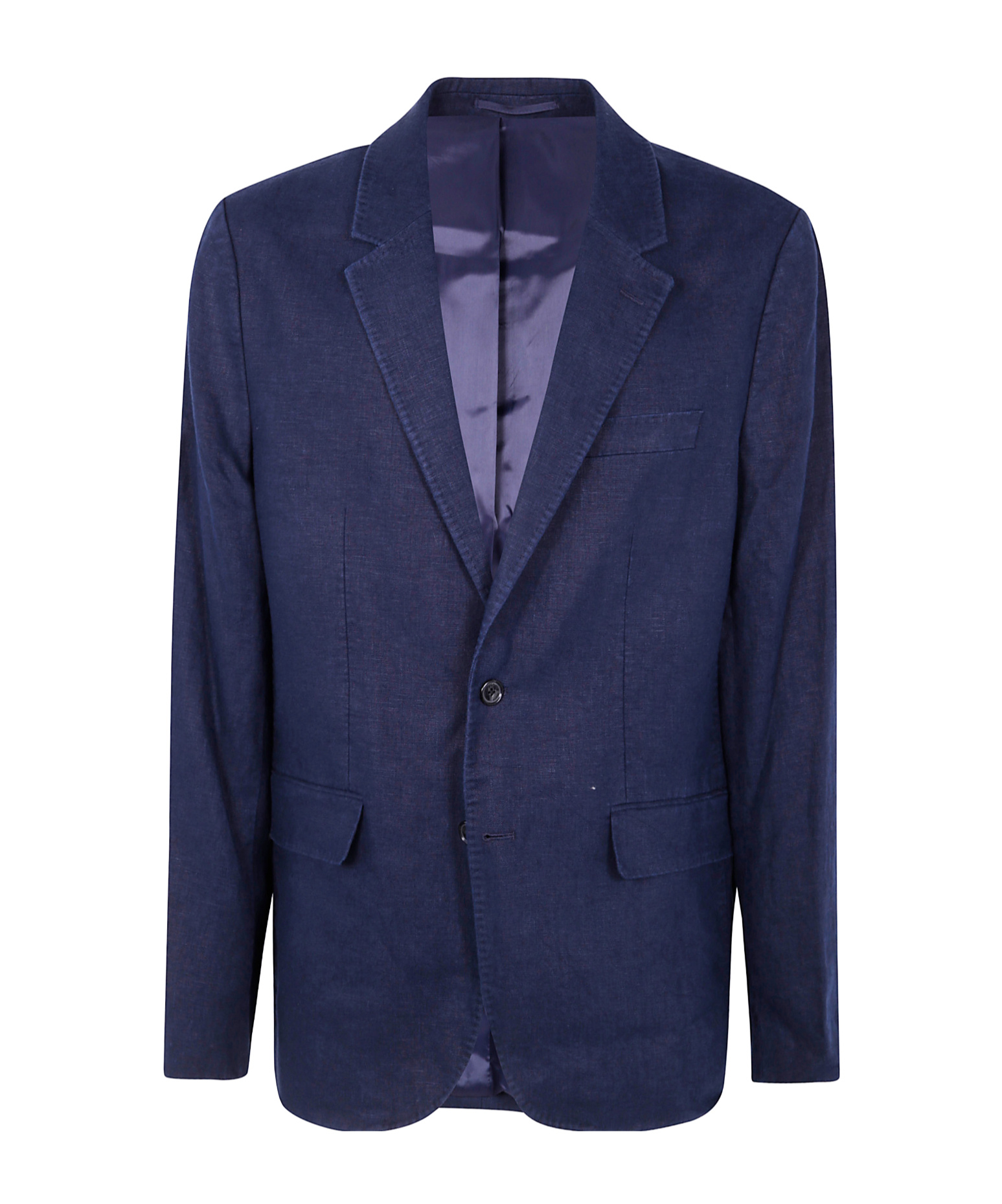 Michael Kors Linen Notch Blazer Flap Pockets In Blue