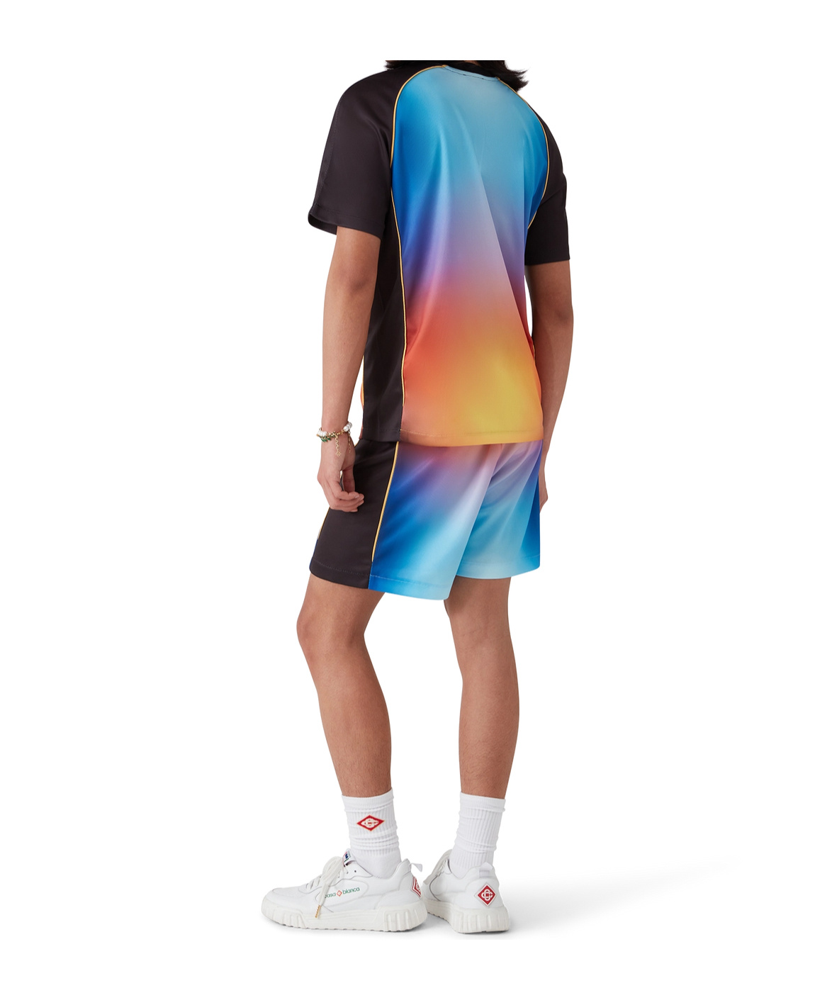 Casablanca Mesh Gradient Football T-shirt With Contrast Piping In Multicolor