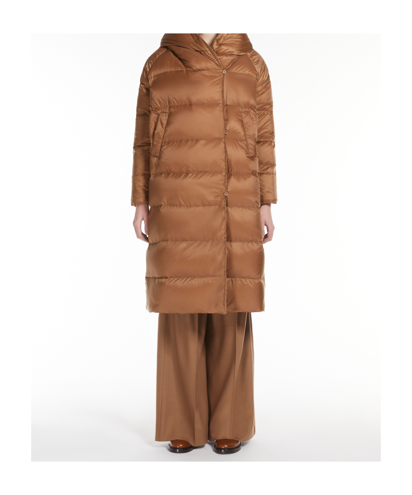 Max Mara Long-sleeved Down Jacket In Brown