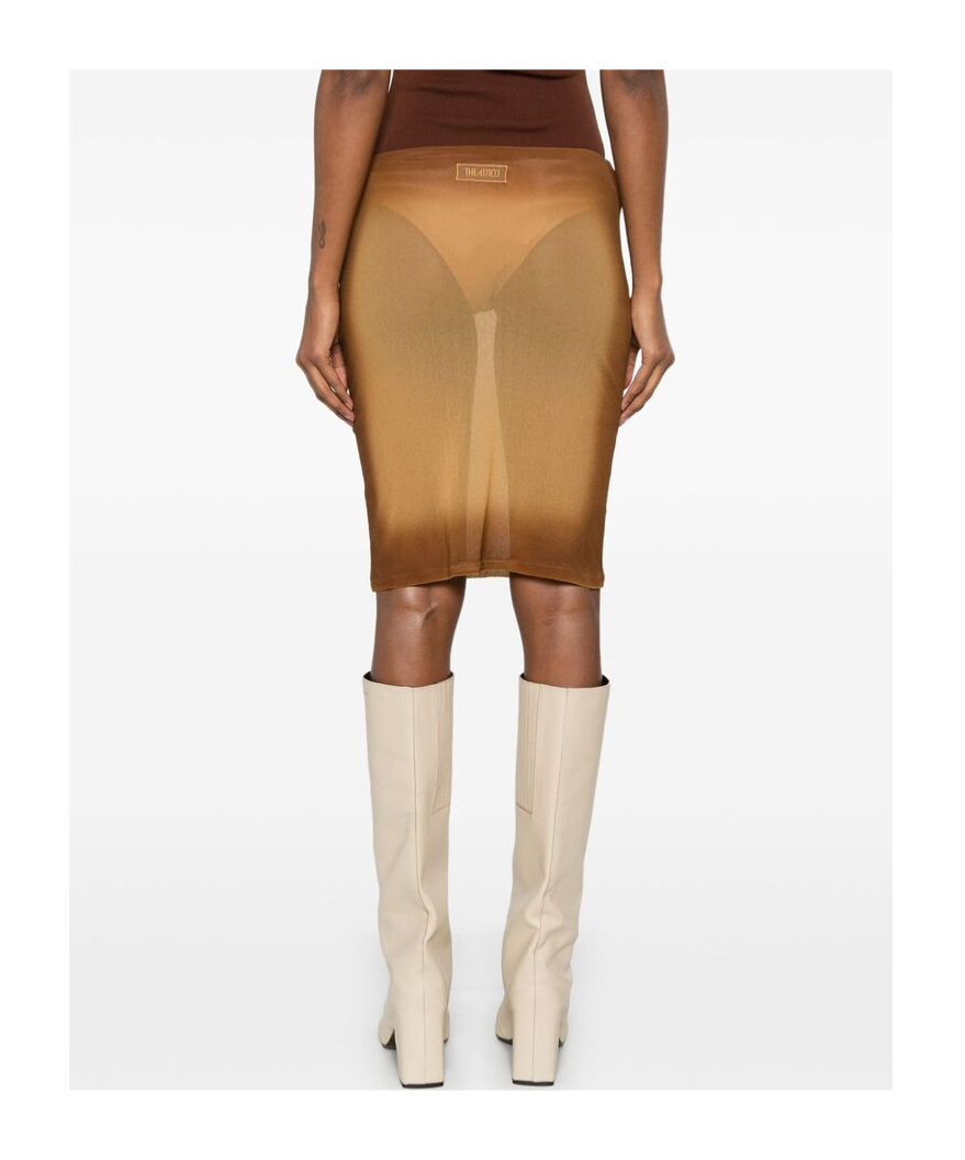 Attico Mesh Mini Skirt In Brown