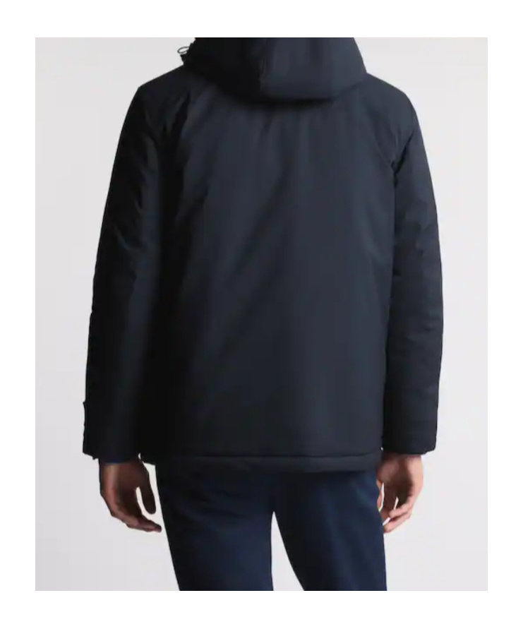 Fay Short Parka In Technical Gabardine In Blue