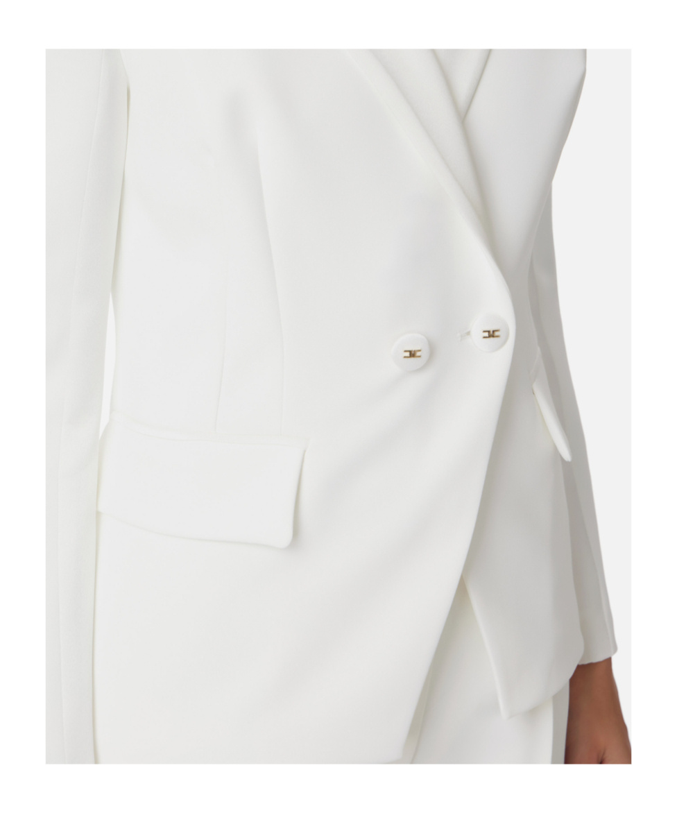 Elisabetta Franchi Satin-lapel Crepe Blazer In White