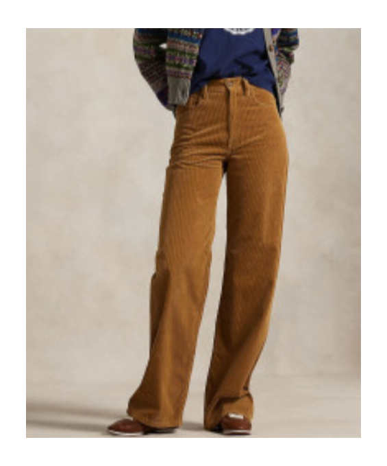 Polo Ralph Lauren Corduroy Wide-leg Cropped Trousers In Brown