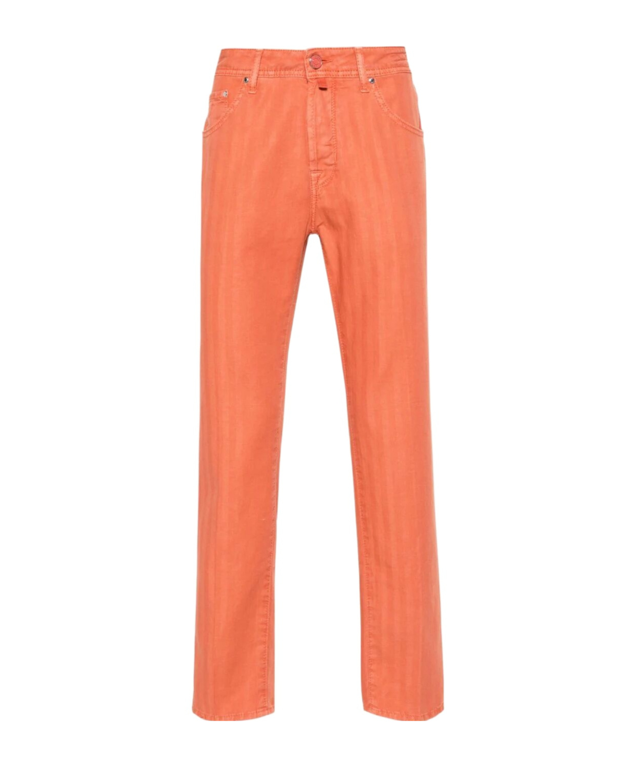 Jacob Cohen Scott Herringbone Tapered Trousers In Orange