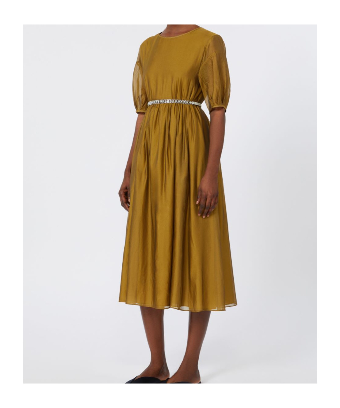 Max Mara Silk-blend Organza Dress In Green