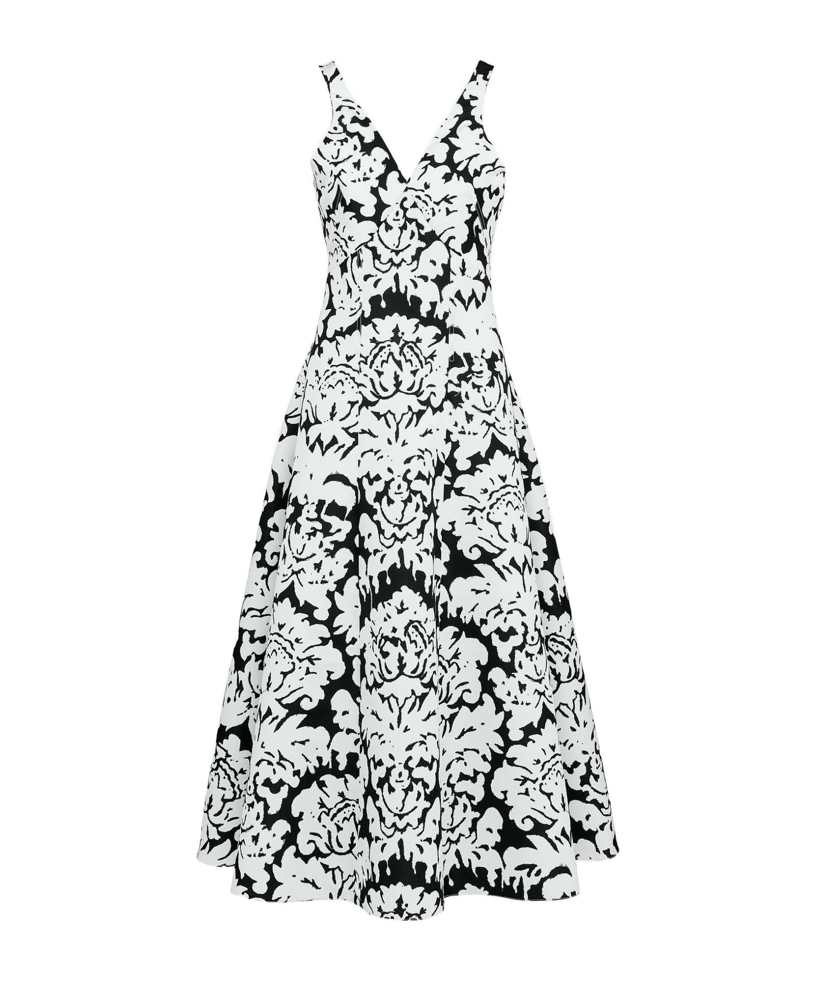 Alexander Mcqueen Damask Printed V-neck Midi Dress In White