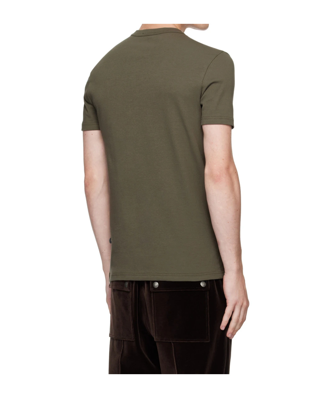 Tom Ford Khaki Cotton V-neck T-shirt In Brown