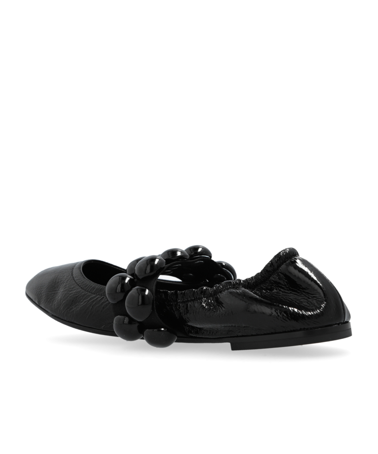 Alaïa Embellished Crinkled-leather Ballet Flats In Black