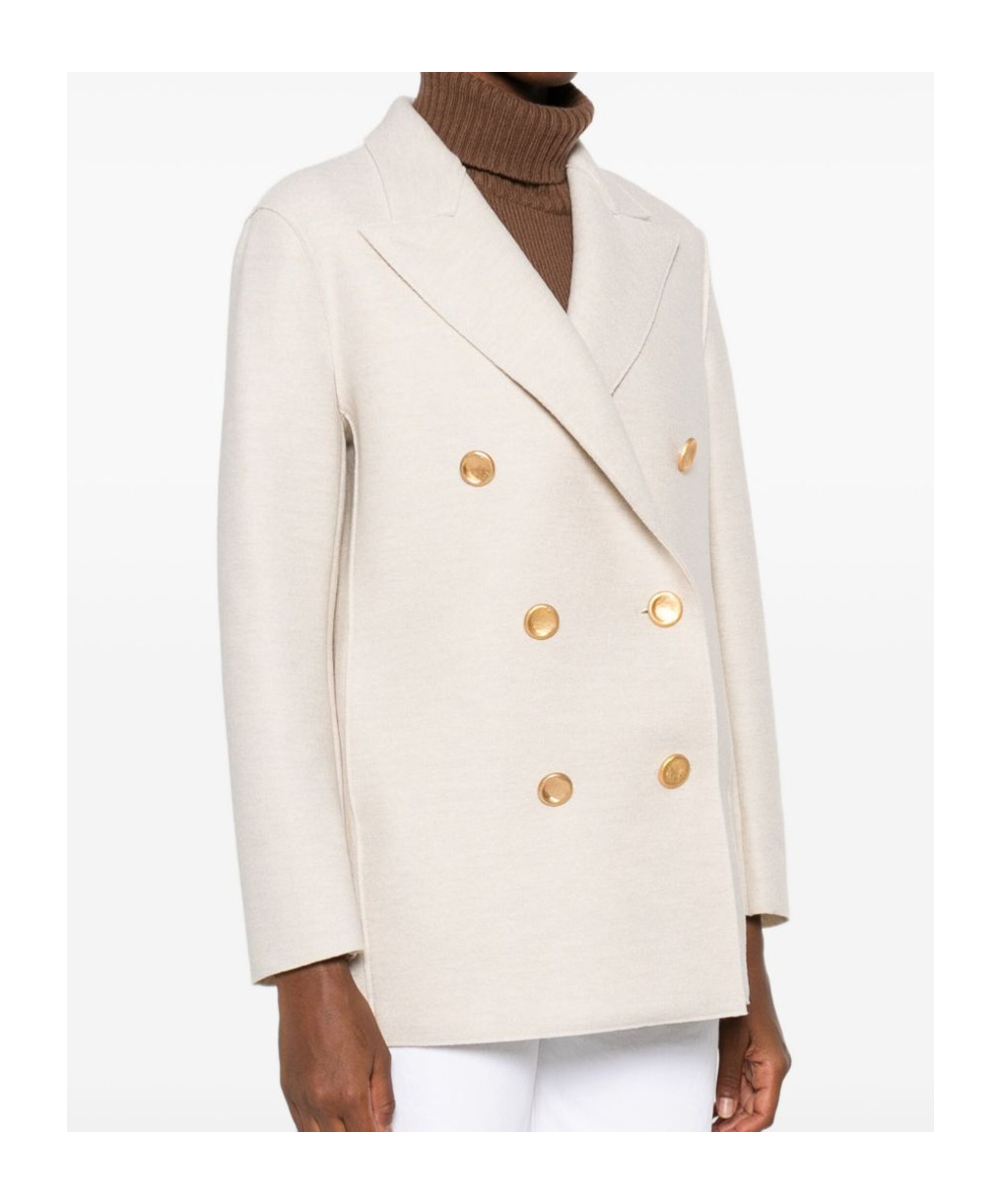 Harris Wharf London Double-breasted Gold Buttoned Coat In Multi
