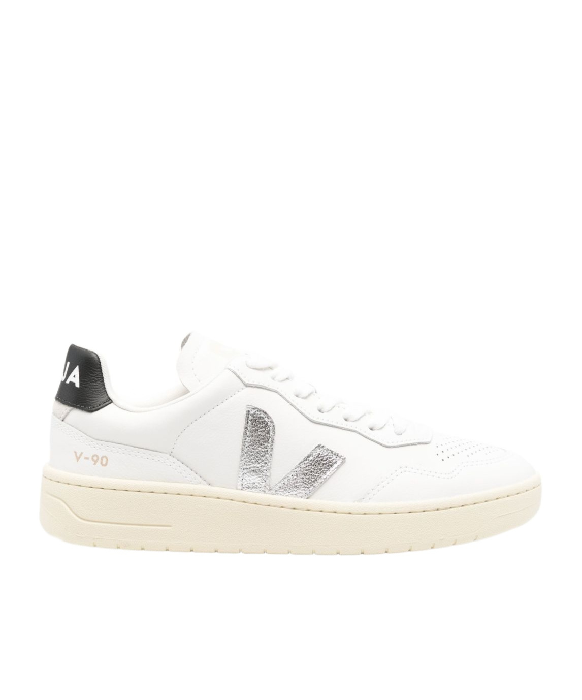 Veja V-90 Low-top Leather Sneakers In White