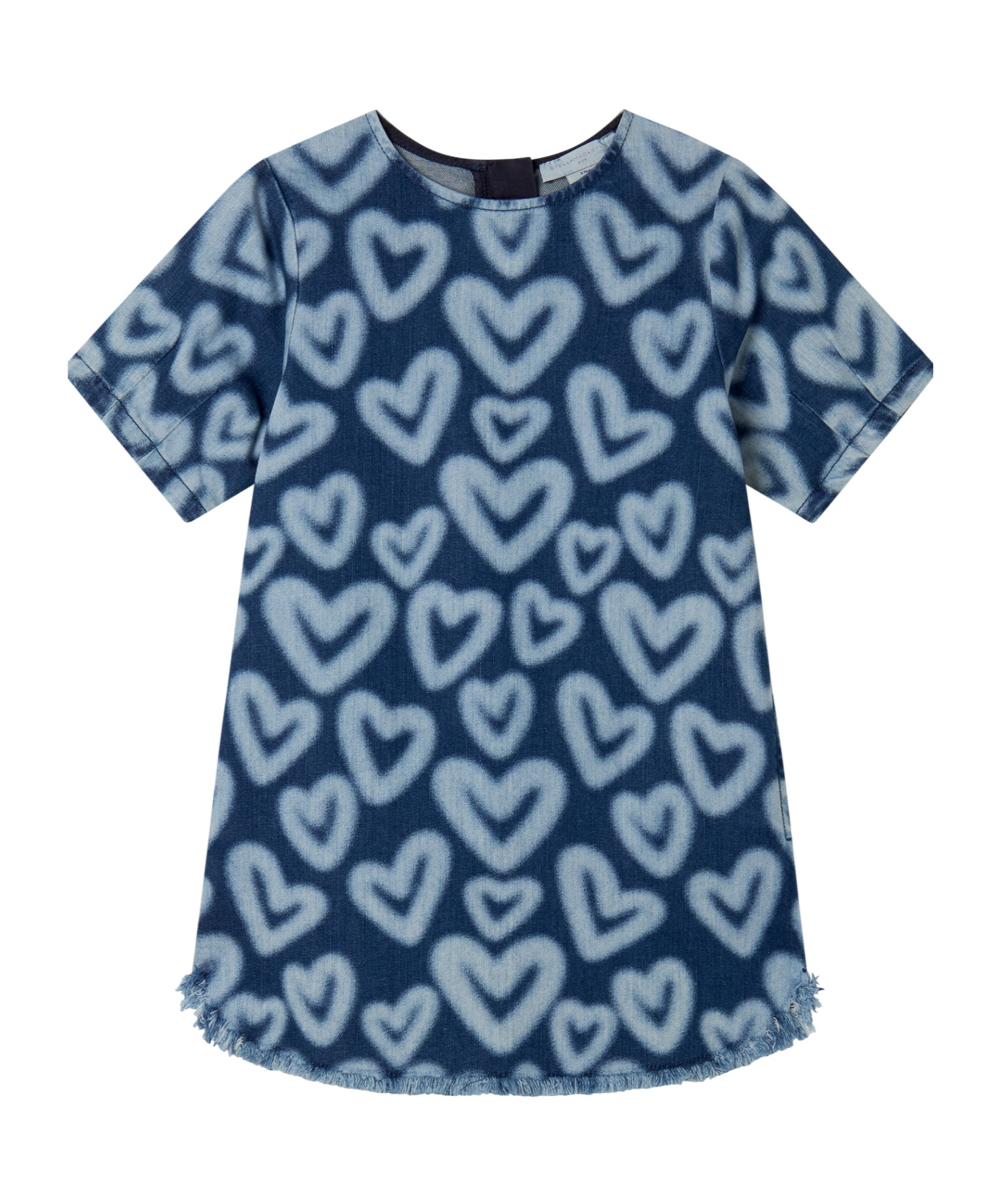 Stella Mccartney Kids Heart-printed Crewneck Dress In Blue