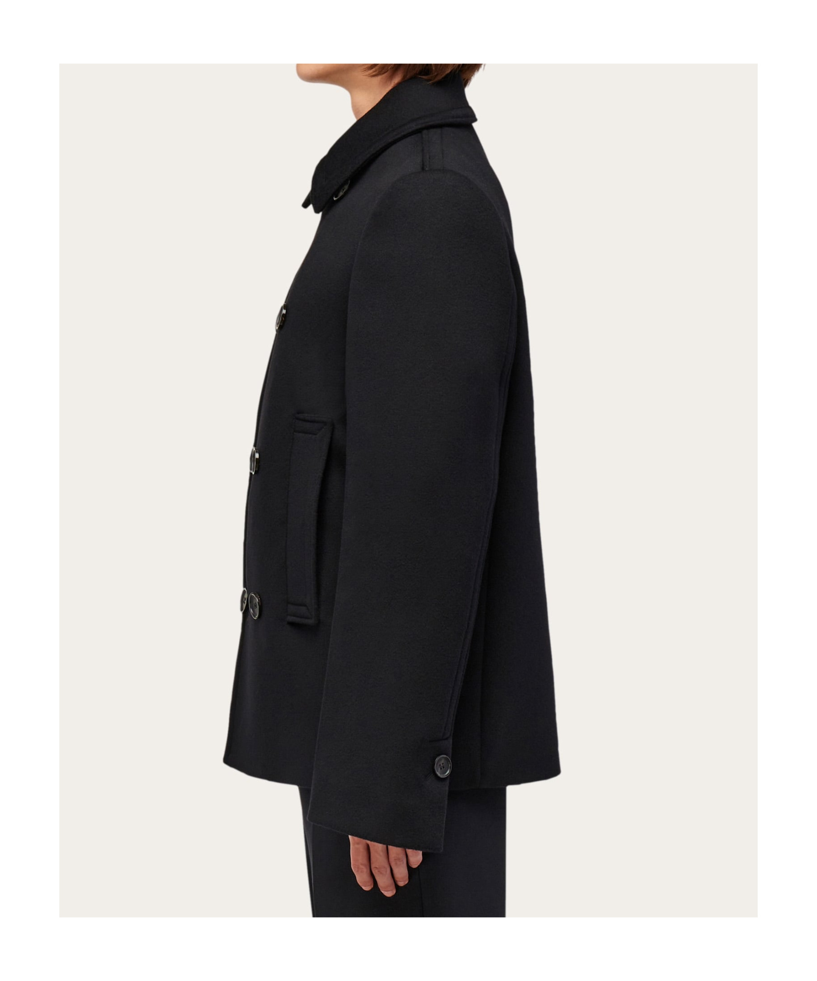 Ferragamo Virgin Wool-blend Peacoat In Black