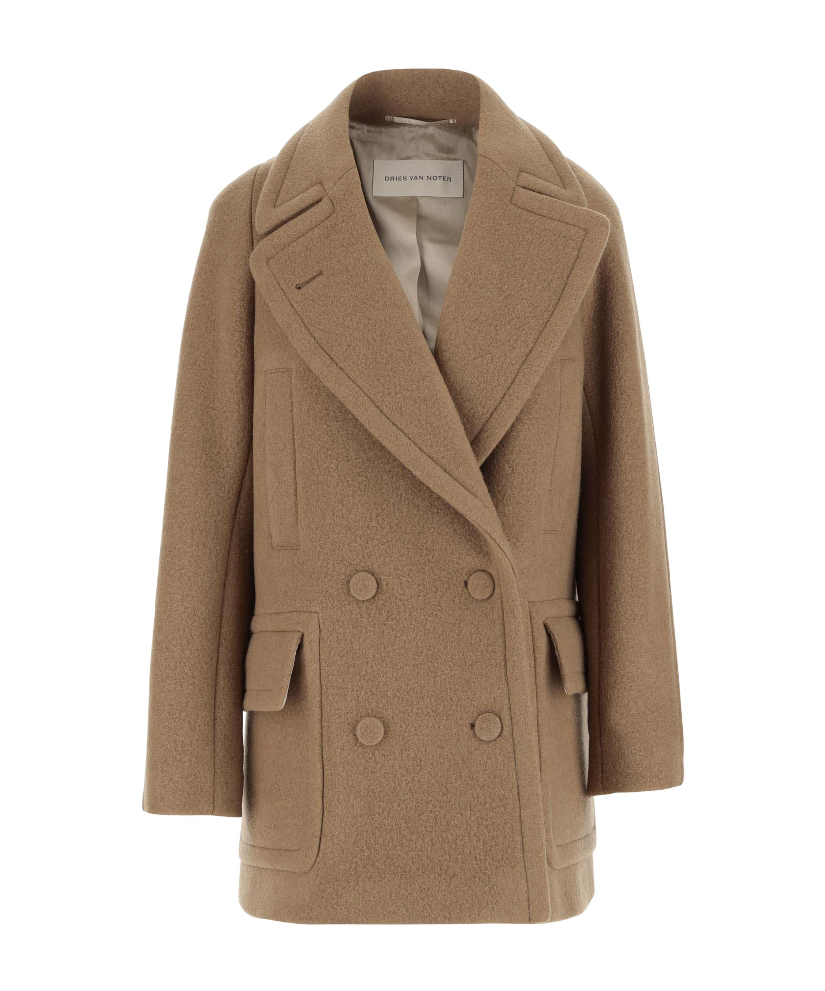 Dries Van Noten Double-breasted Wool Coat In Brown