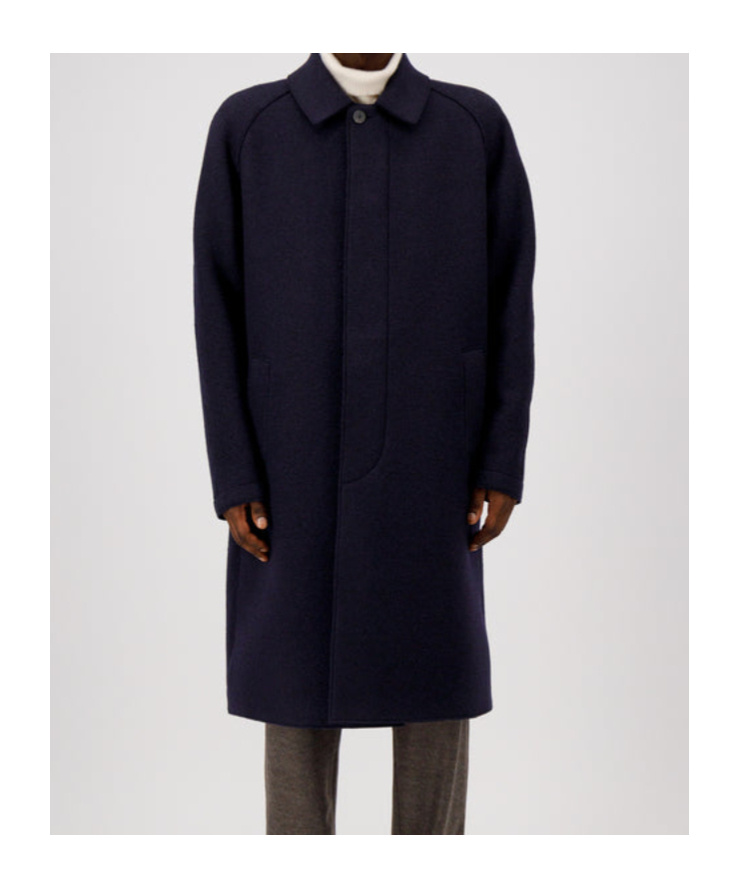 Harris Wharf London Fly Front Raglan Coat, In Knitted Boiled Wool In Black