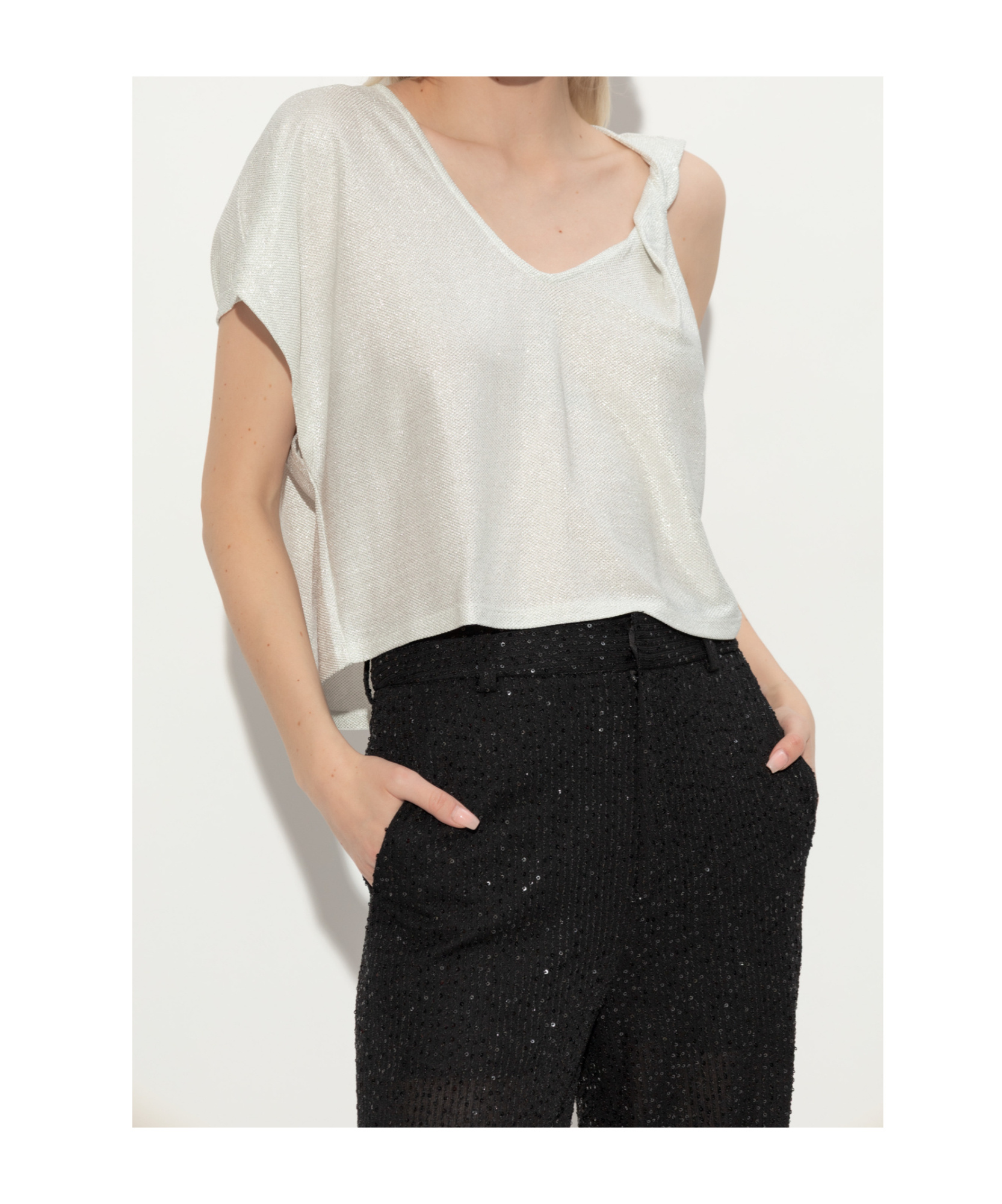 Iro Relaxed Fit V-neck T-shirt With Cropped Hem In White