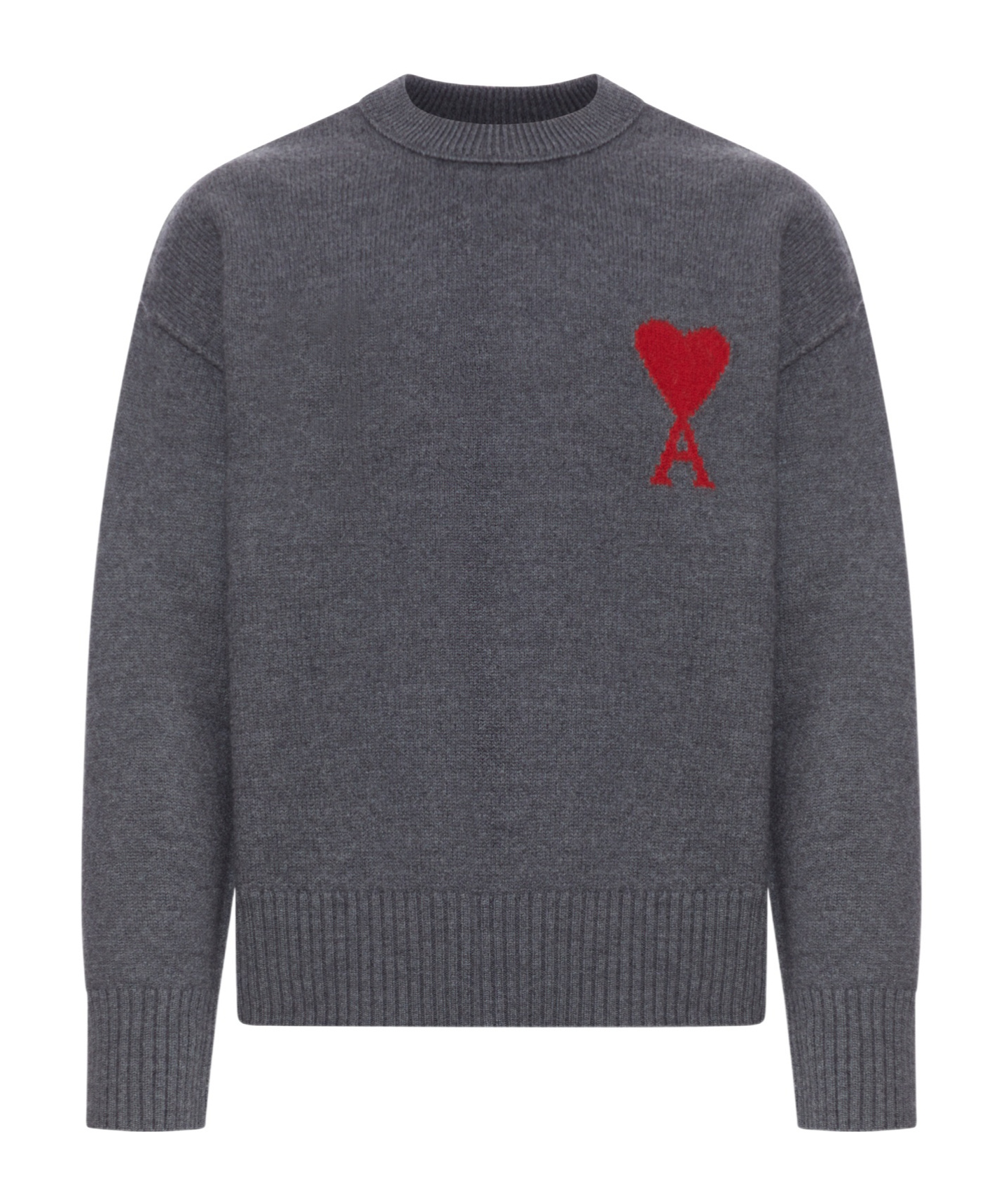 Ami Alexandre Mattiussi Long Sleeve Sweater In Gray