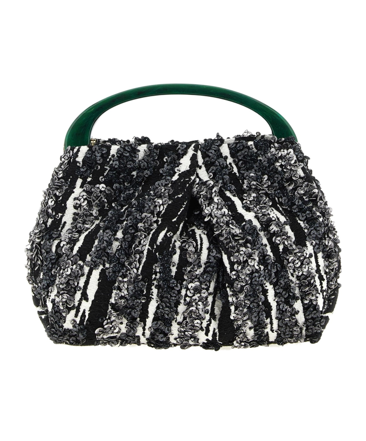 Dries Van Noten Small Pleated Jacquard With Resin Handle Bags In Black