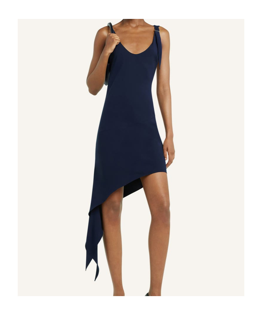 Courrèges Knot Asymmetric Midi Dress In Black