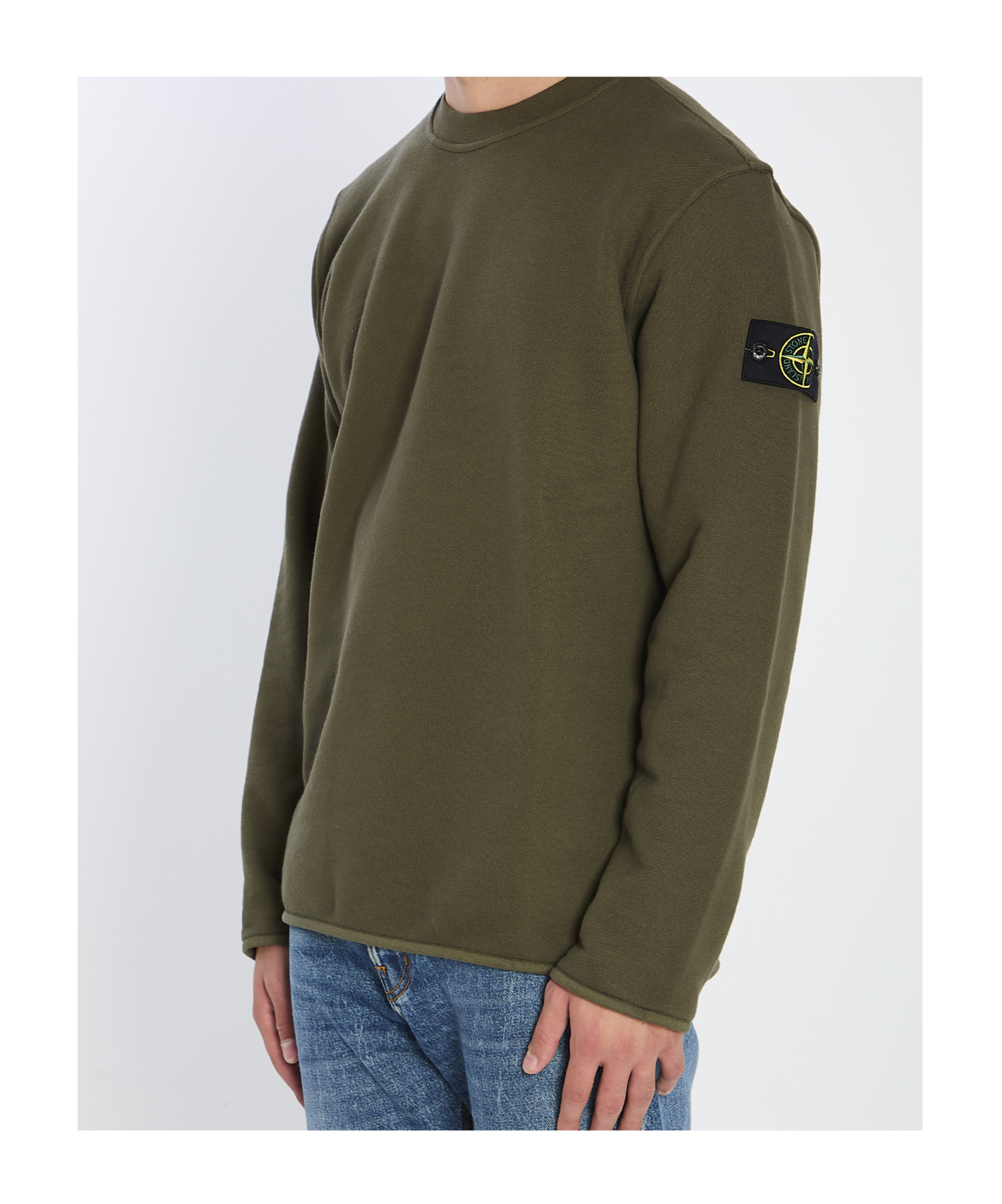 Stone Island Heavy Cotton Crewneck Sweatshirt In Green
