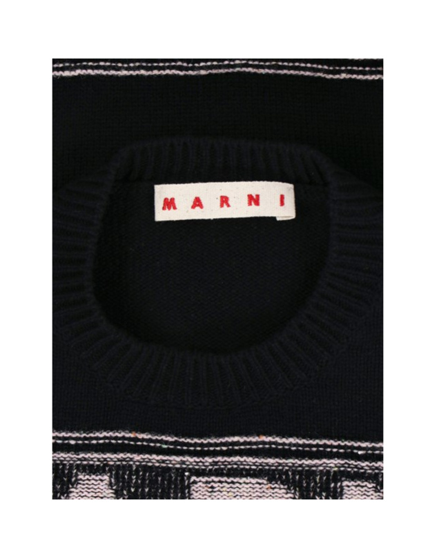 Marni Intarsia Wool Sweater In Black
