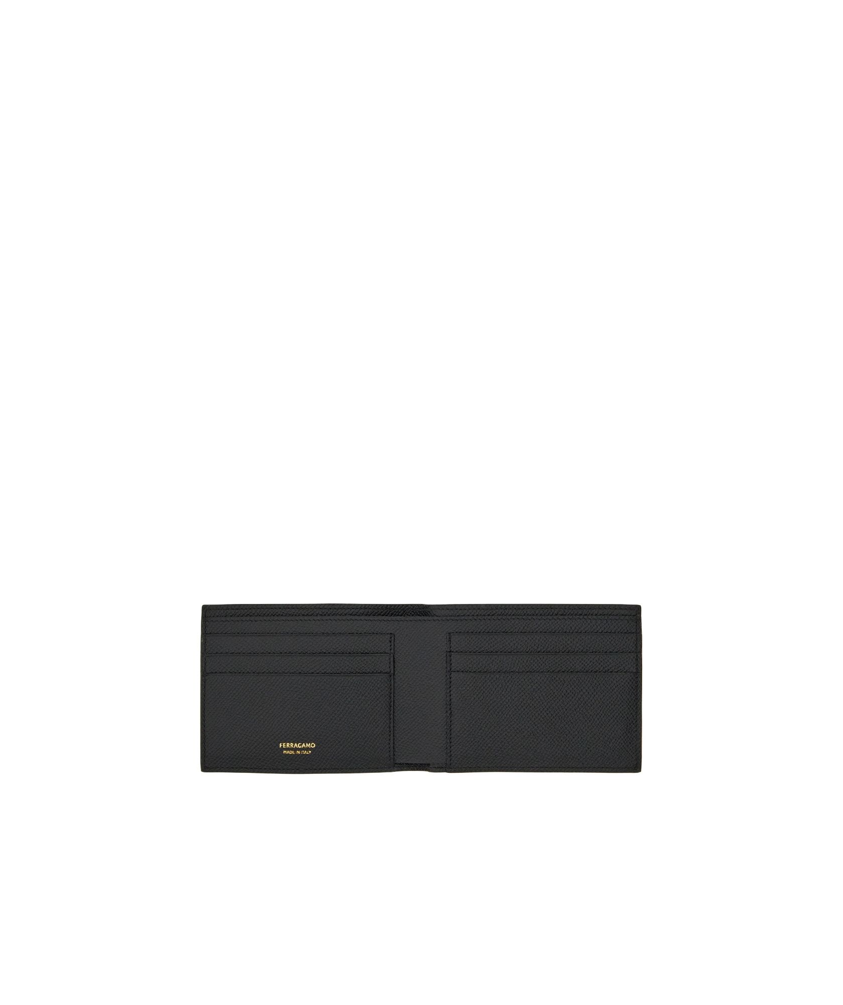 Shop Ferragamo Gancini Bi-fold Leather Wallet In Black