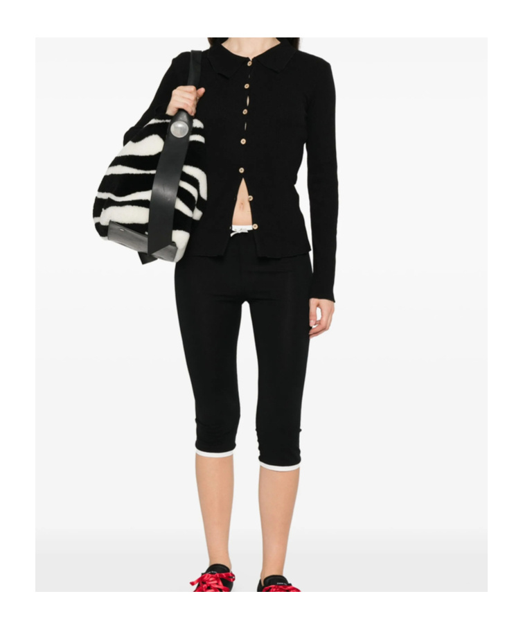 Baserange Button-front Ribbed Cardigan In Black