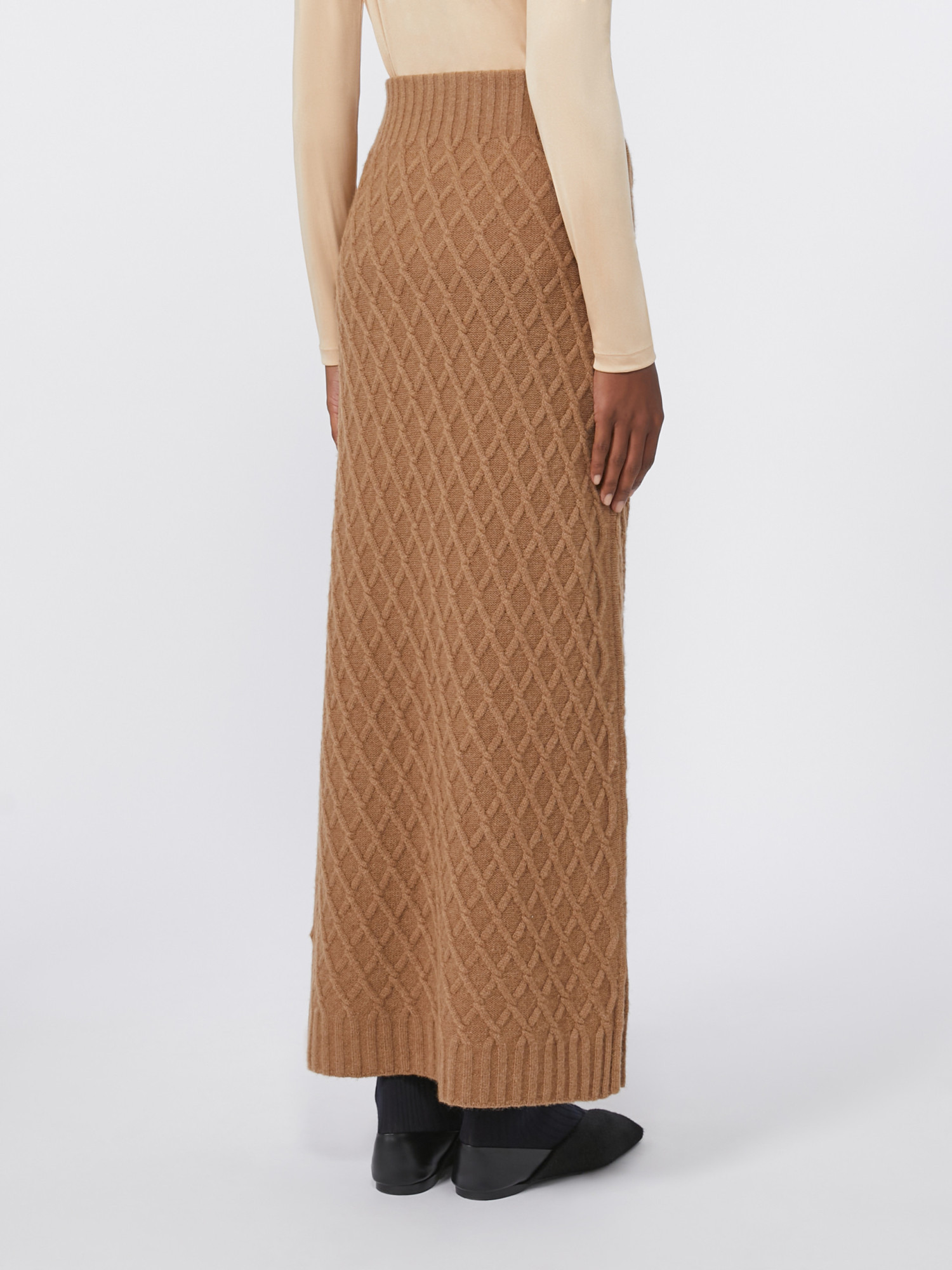 Max Mara Po Knitted Skirt Camel In Brown