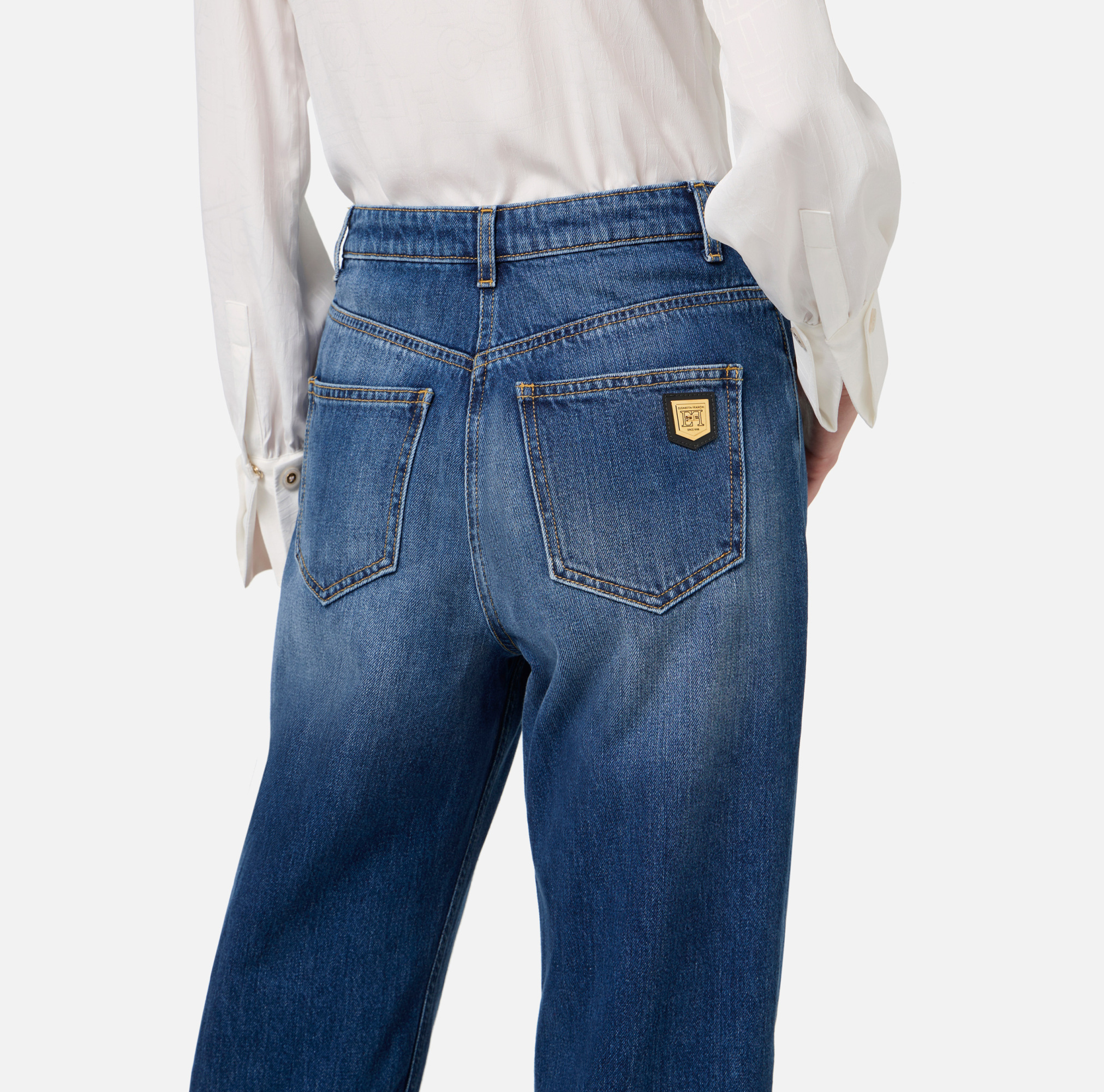 ELISABETTA FRANCHI CROPPED BOYFRIEND JEANS 