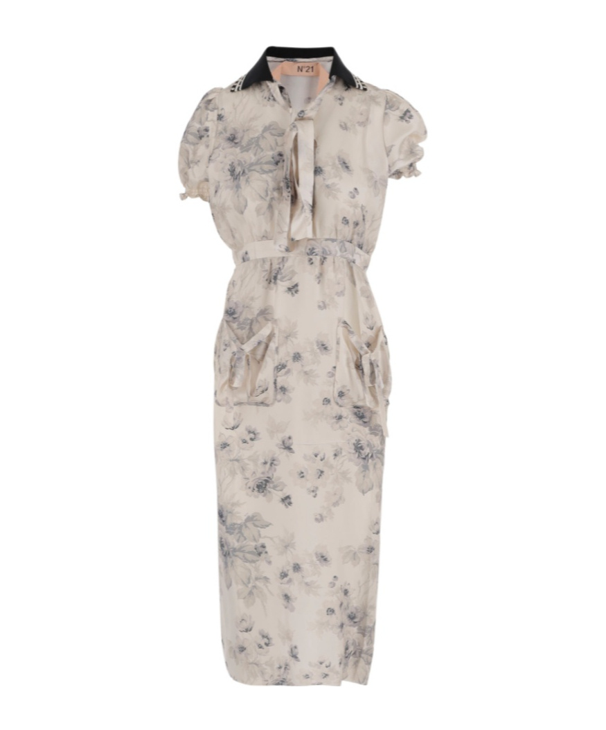 Shop N°21 Lapel Dress In Nude