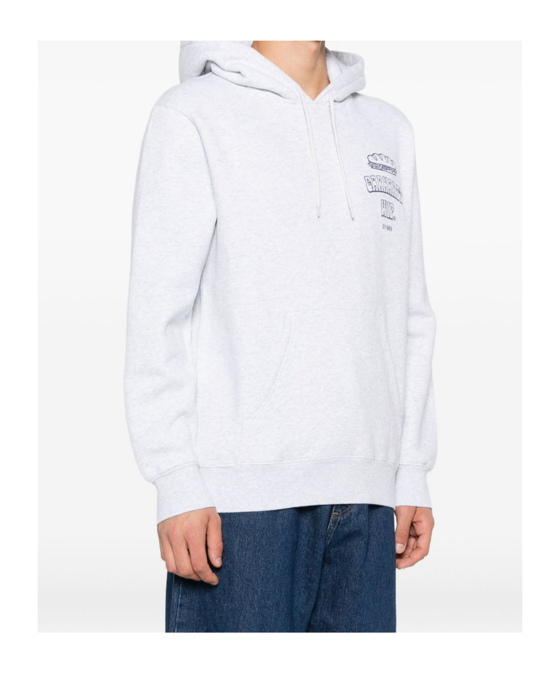 Carhartt Logo Cotton Hoodie With Drawstring Hood In White