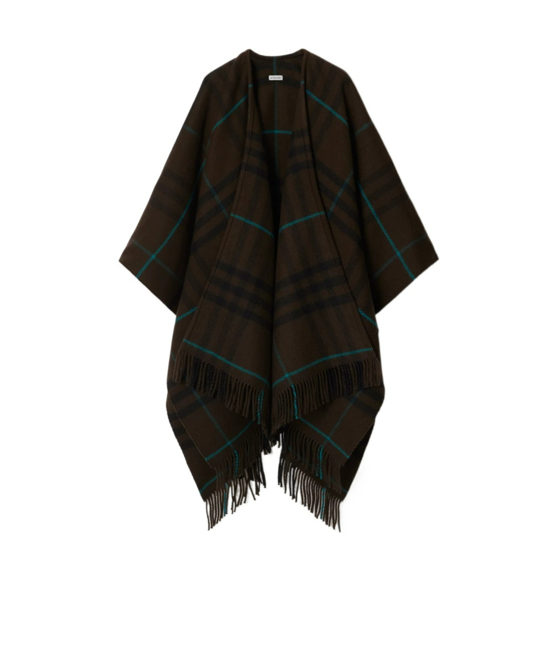 Burberry Checked Fringed Cape In Black