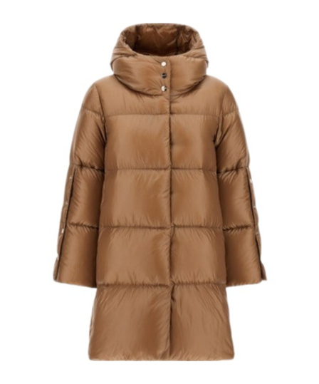 Herno Hooded Down Jacket In Brown