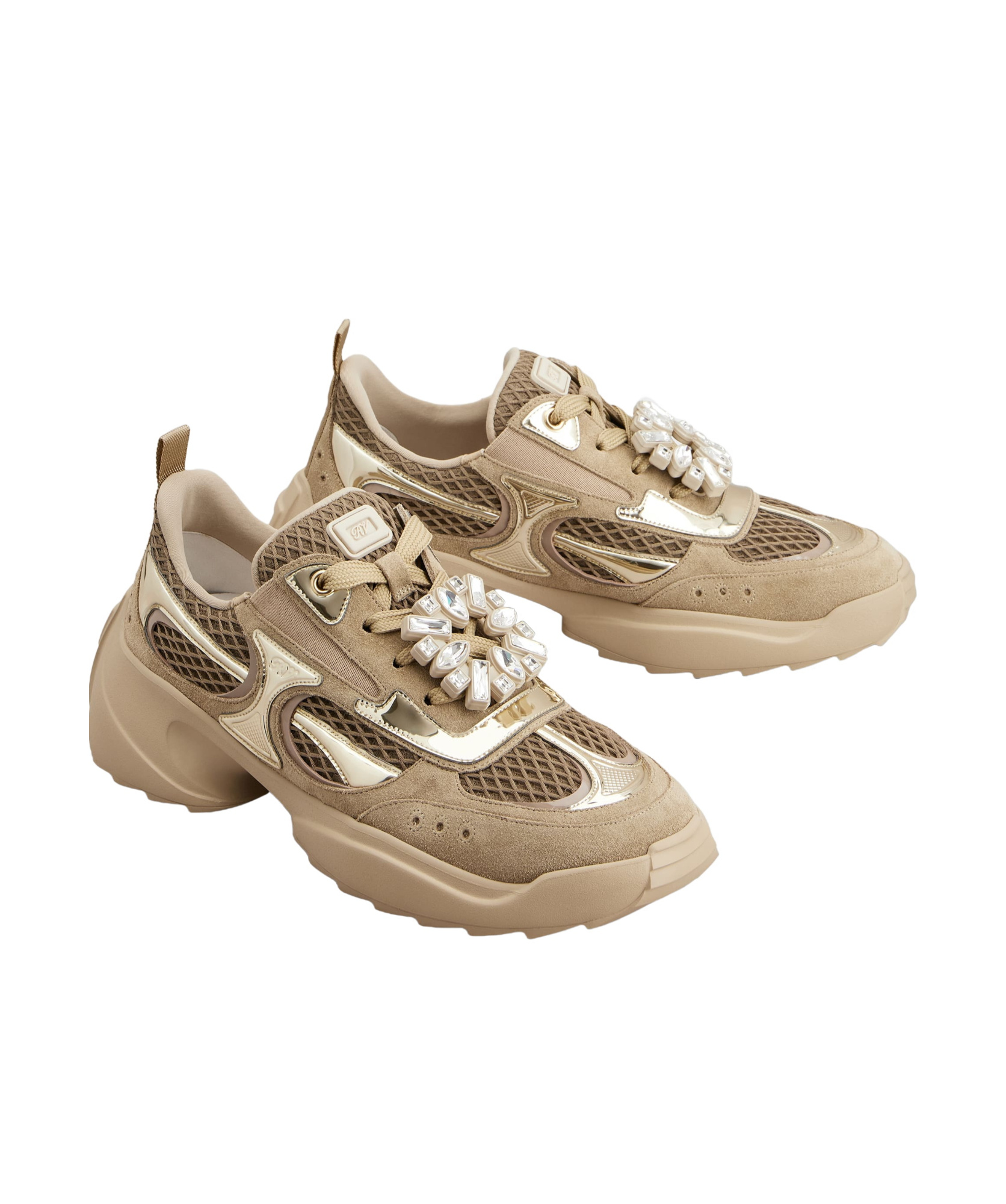 Roger Vivier Viv' On The Run Sneakers In Gold