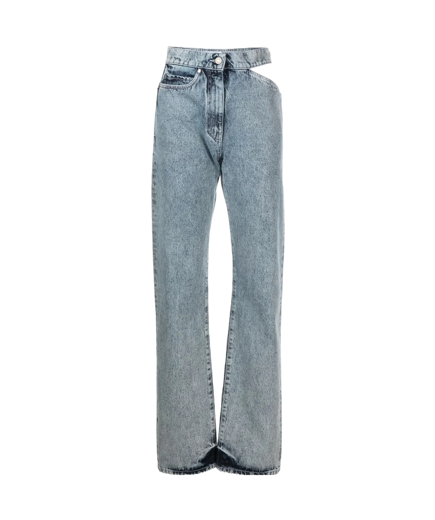 Msgm Cut-out Straight-leg Jeans In Blue