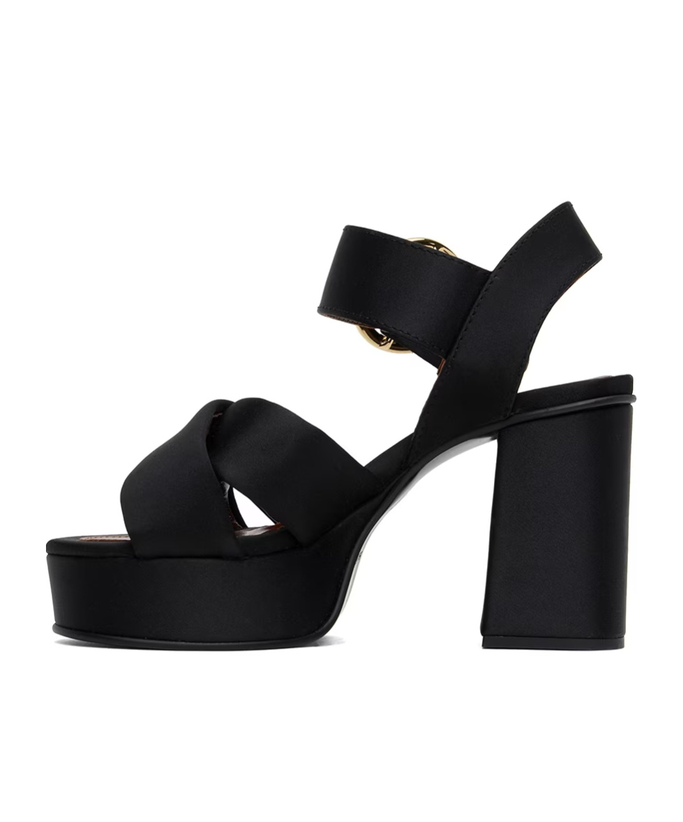 See By Chloé Black Lyna Heeled Sandals In Black