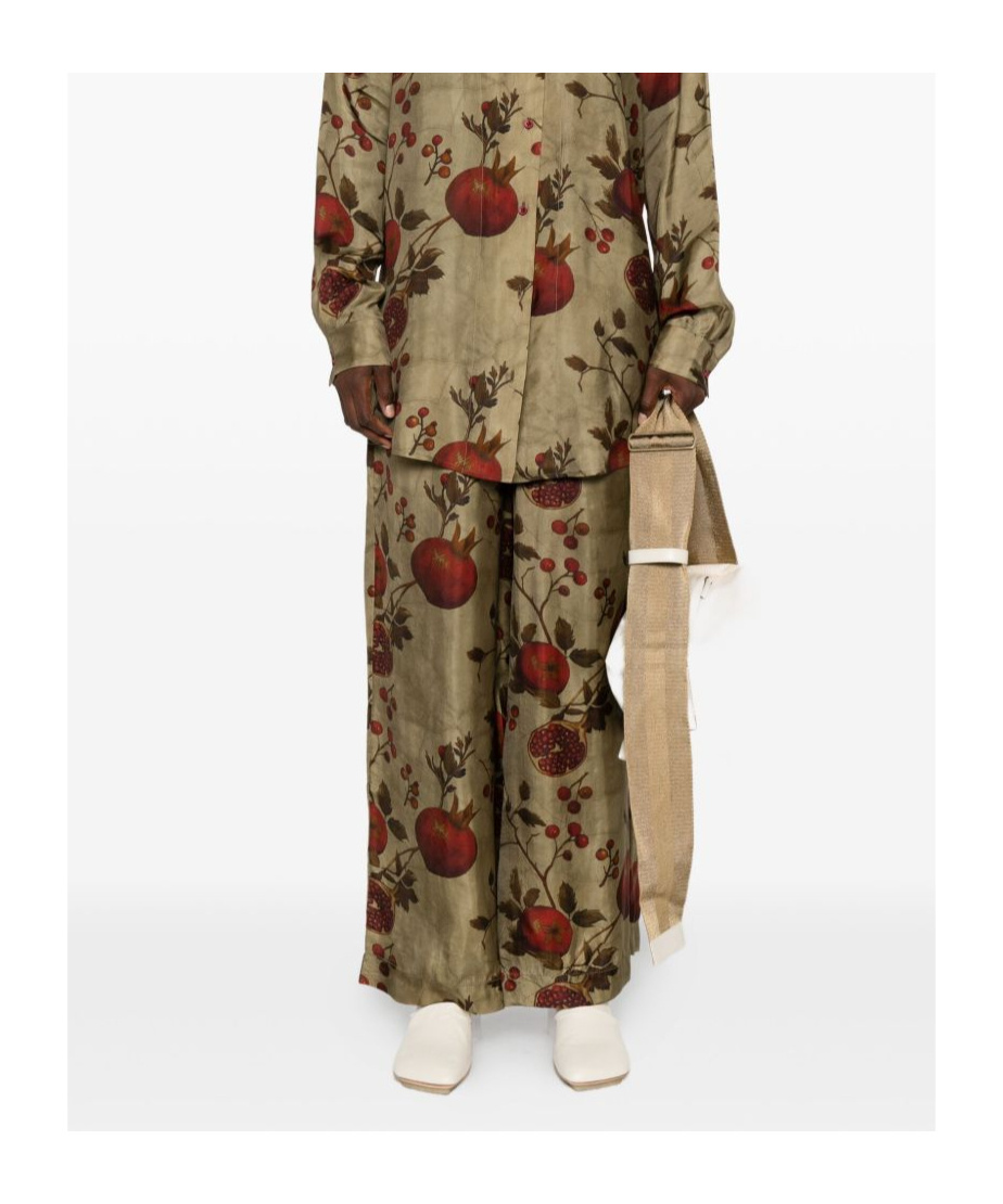 Uma Wang Pomegranate-print Elastic-waist Trousers In Brown