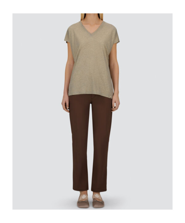 Herno Resort T-shirt In Shimmer Foil Jersey In Brown