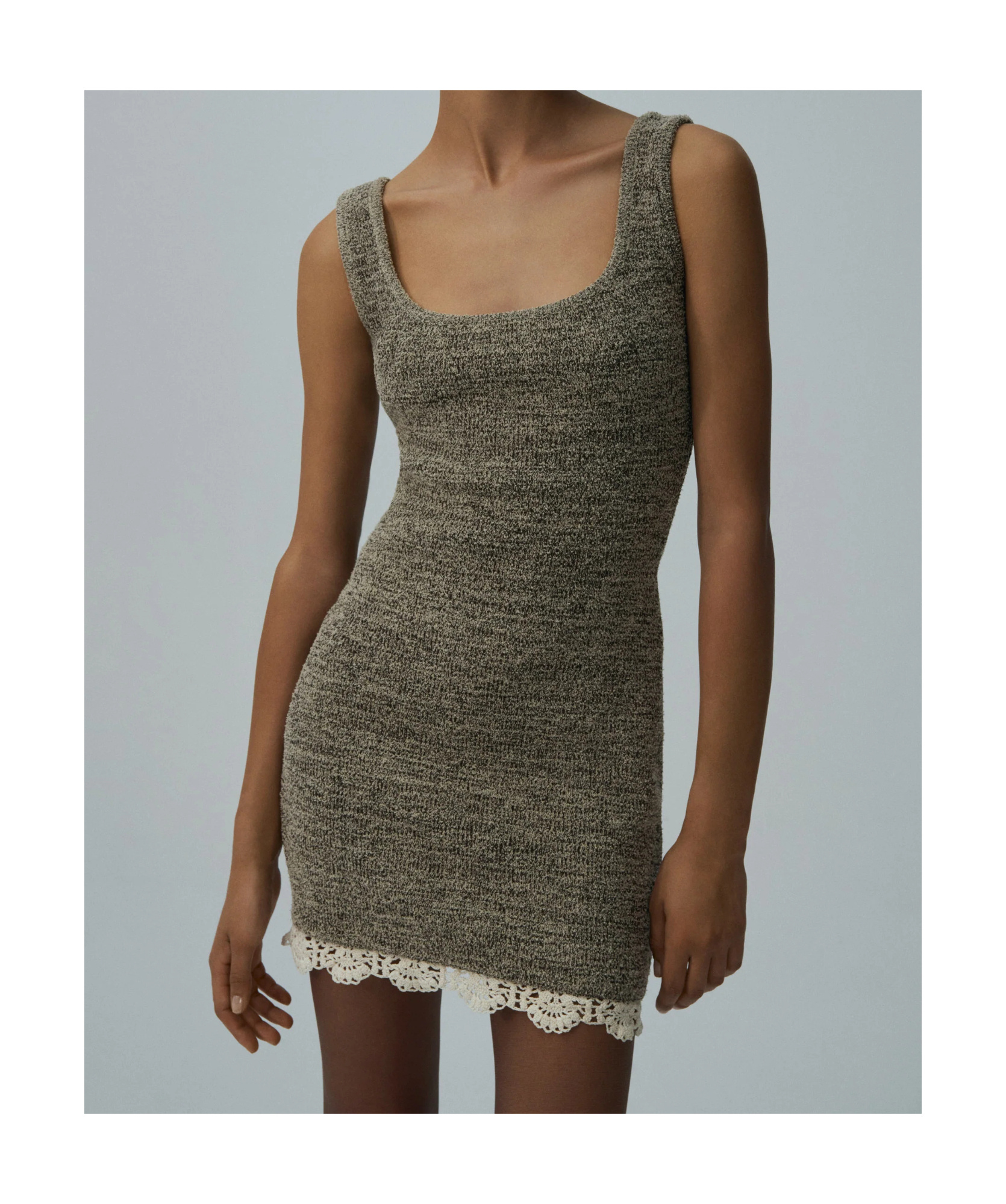 Magda Butrym Women Melange Brown Knit Mini Dress In Neutral