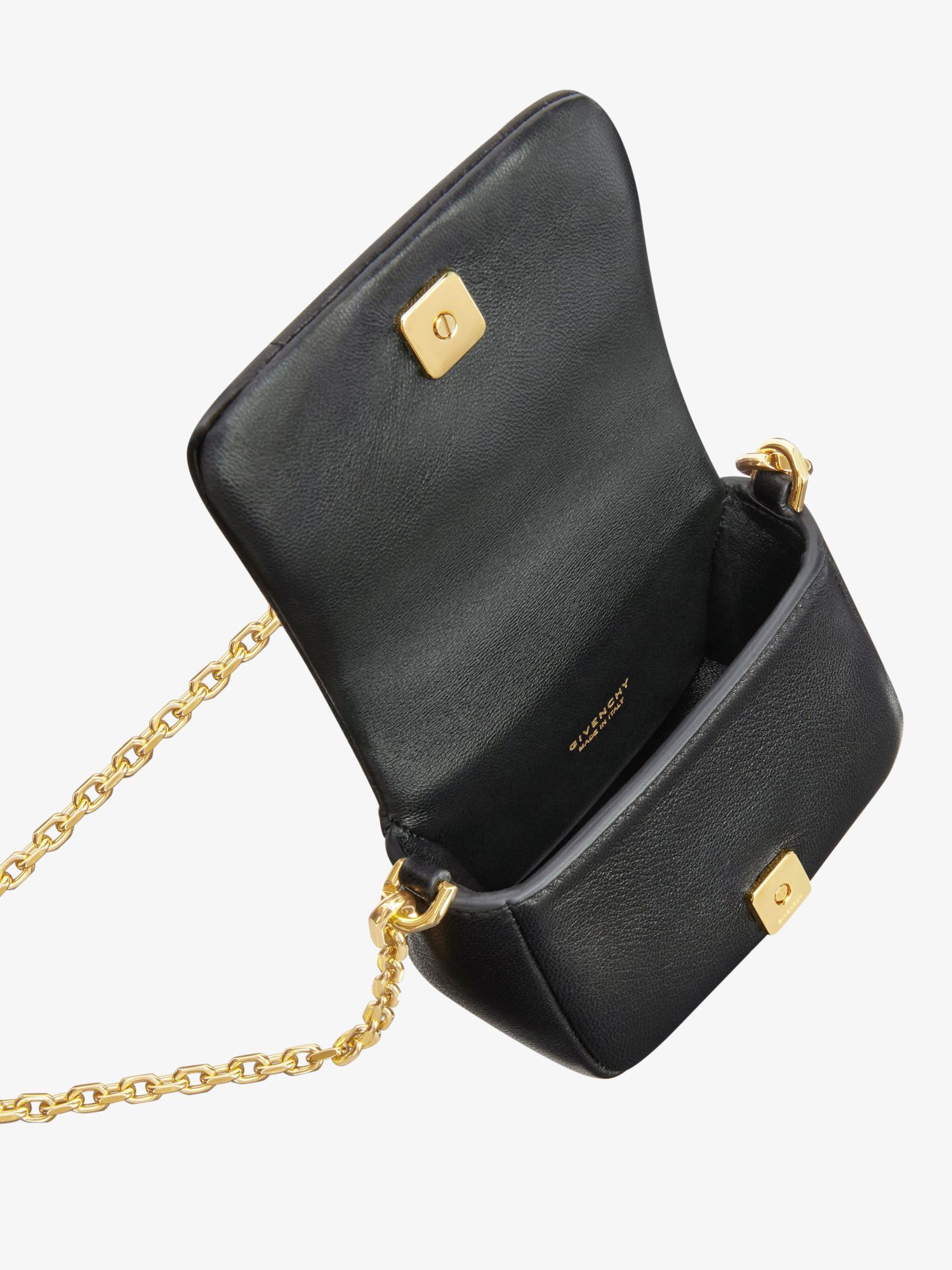 Givenchy Micro 4g Liquid Quilted Shoulder Bag In Black