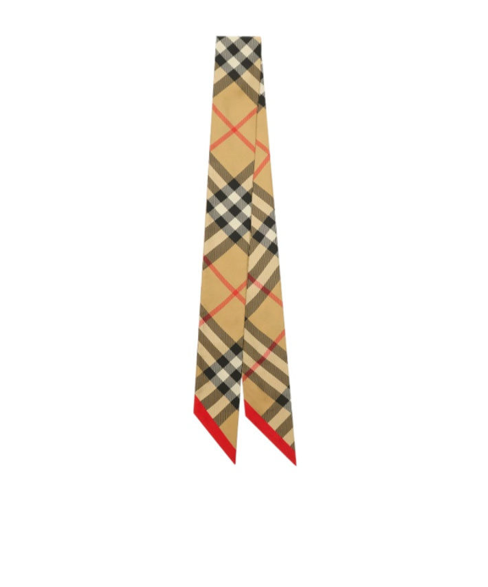 Burberry Long Lightweight Checked Silk Scarf In Nude