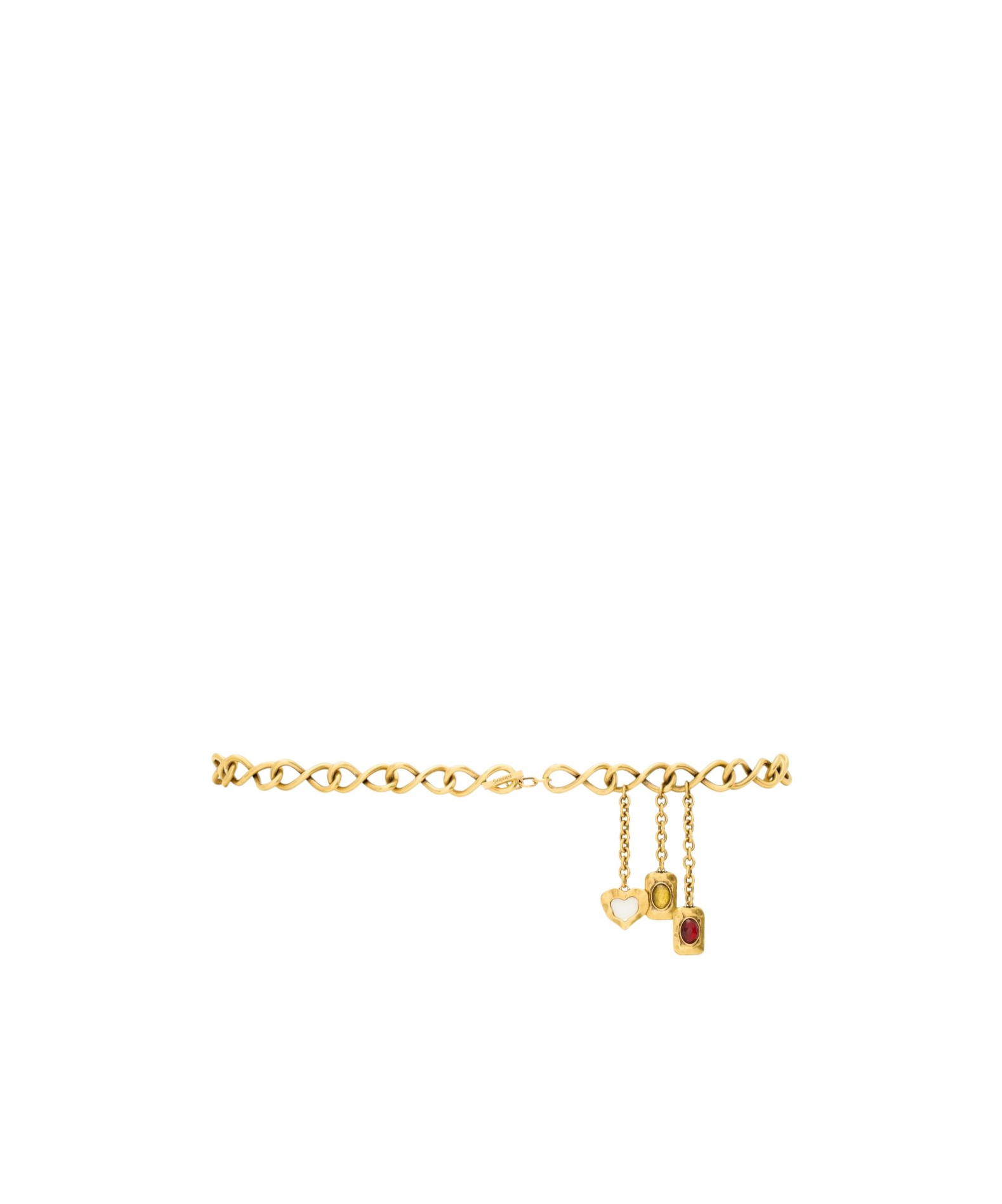 Saint Laurent Charm Chain Belt In Metal And Resin In Light Bronze