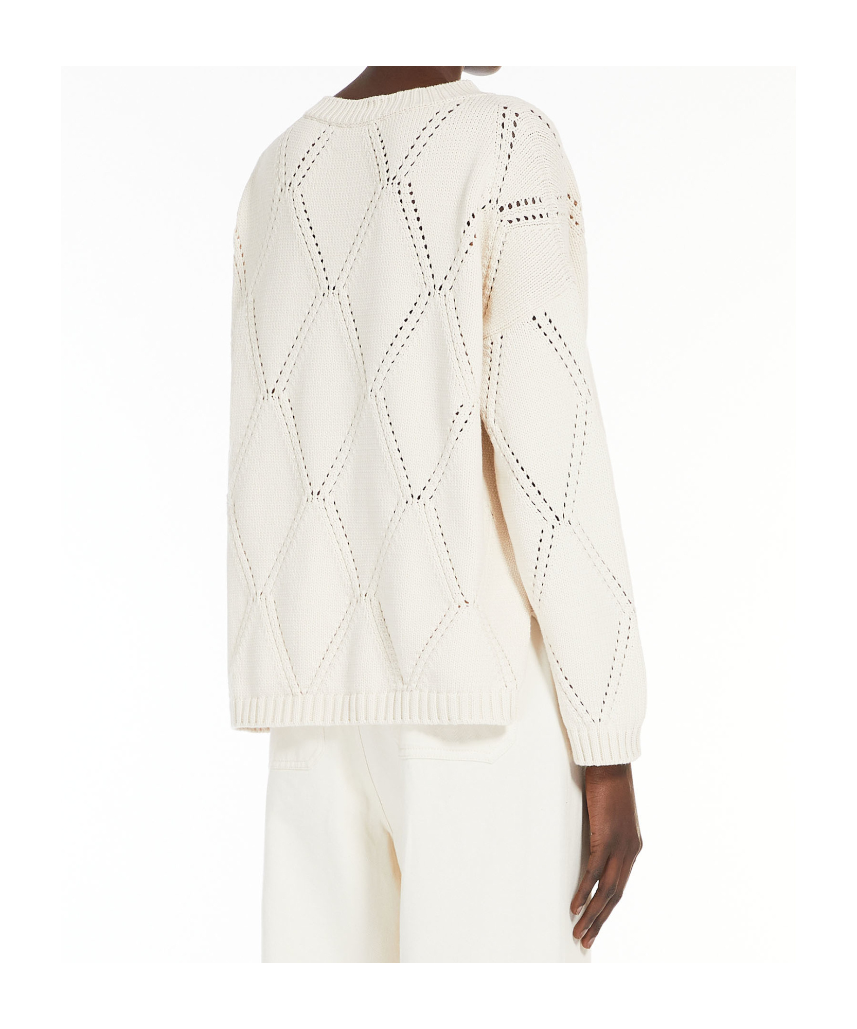 Weekend Max Mara Women's Abbozzi - Oversize Cotton Lozenge Sweater In White
