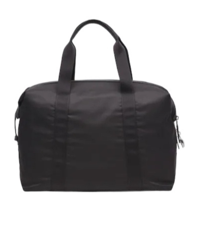 Prada Re-nylon And Saffiano Leather Duffle Bag In Black