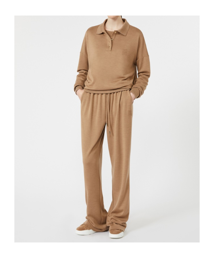 Max Mara Light Wool Jersey T-shirt In Camel