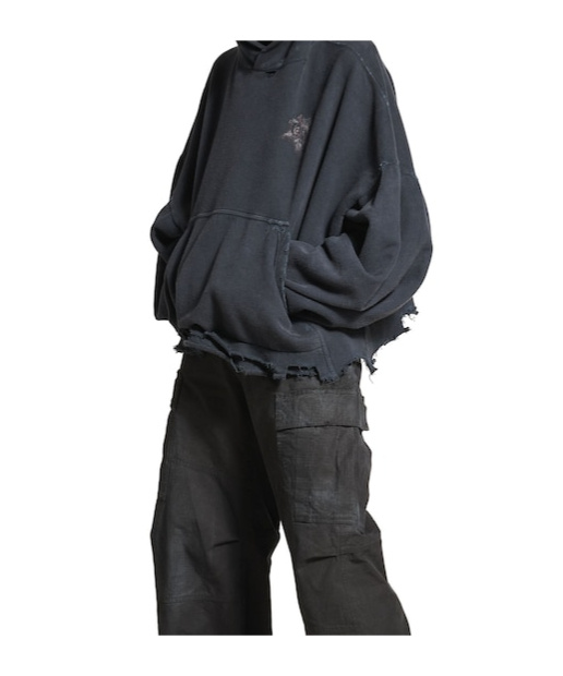 Balenciaga Nail Polish Cropped Hoodie In Faded Black In Faded Black