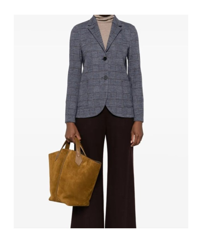 Harris Wharf London Button Check Blazer In Gray